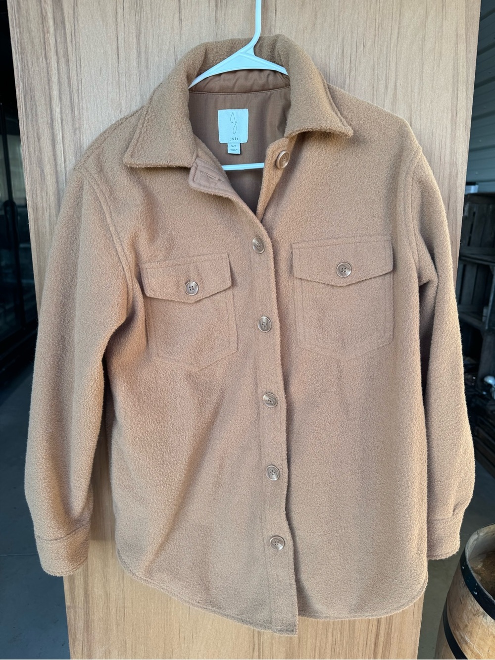 Joie Camel Teddy Button-Front Jacket